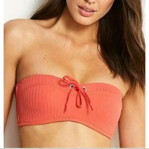 Seafolly Inka Rib Bandeau Bustier Bikini Top Spice-Women’s Size 4-NWT